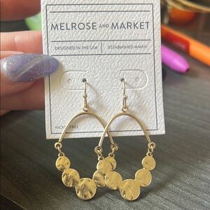 NWT Melrose and Market Gold Teardrop Earrings with Scalloped Discs